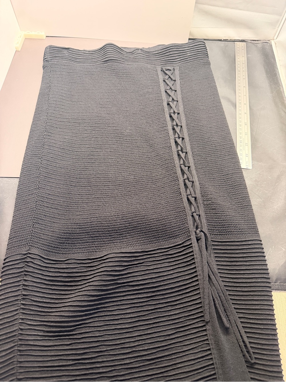Rachel Roy fitted Black maxi skirt with lace-up side detail #maxiskirt #laceup